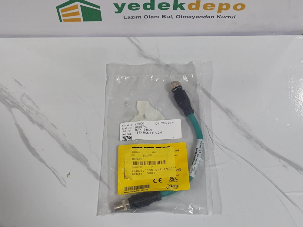 Turck RSSX RKS 841-0,2M ( RSC RKCD 440-0,2M Ethernet Kablo Seti 0.3 Metre U-86439 )